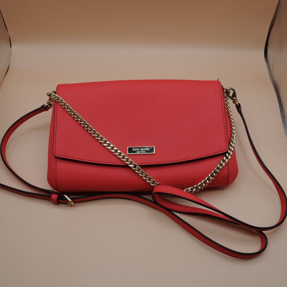 Kate Spade Crossbody Bag with strap and chain, Pink/ Gold